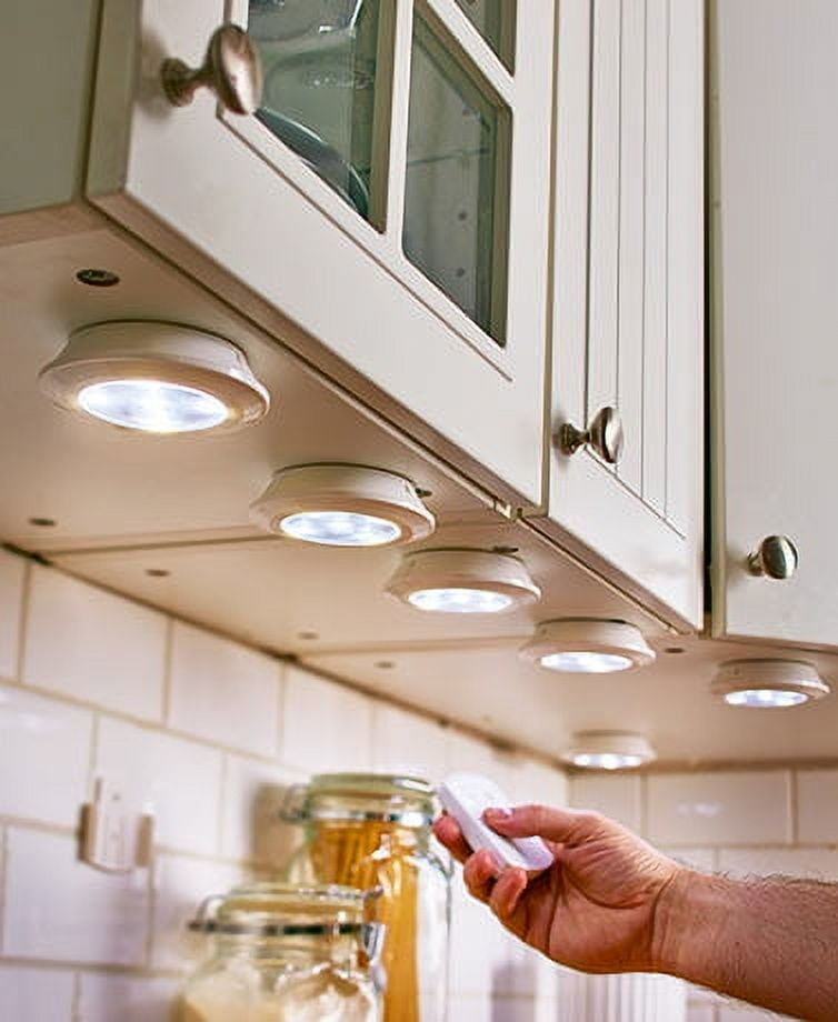 The Lakeside Collection Set of 6 Under Cabinet Puck Lights - Wireless Lighting with Remote
