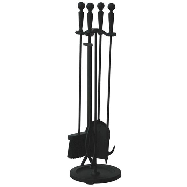 Uniflame 5 Piece Polished Brass & Black Fireset