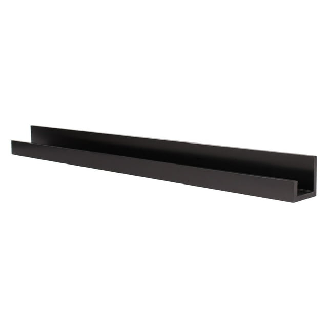 Wood Floating Wall Shelf Picture Frame Holder Ledge, Black