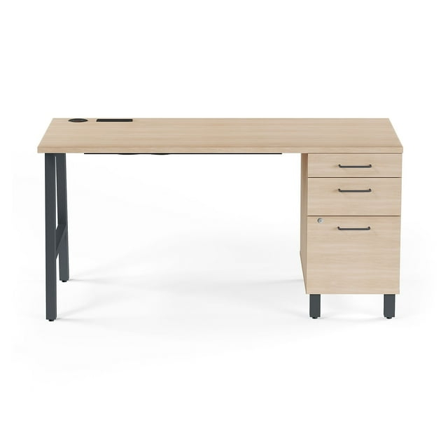 Union & Scale Essentials 60" Single Pedestal Desk Natural (UN60419) UN60419-CC