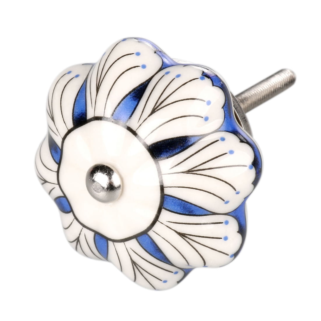 1.6-Inch Ceramic and Aluminum Floral Cabinet Knob
