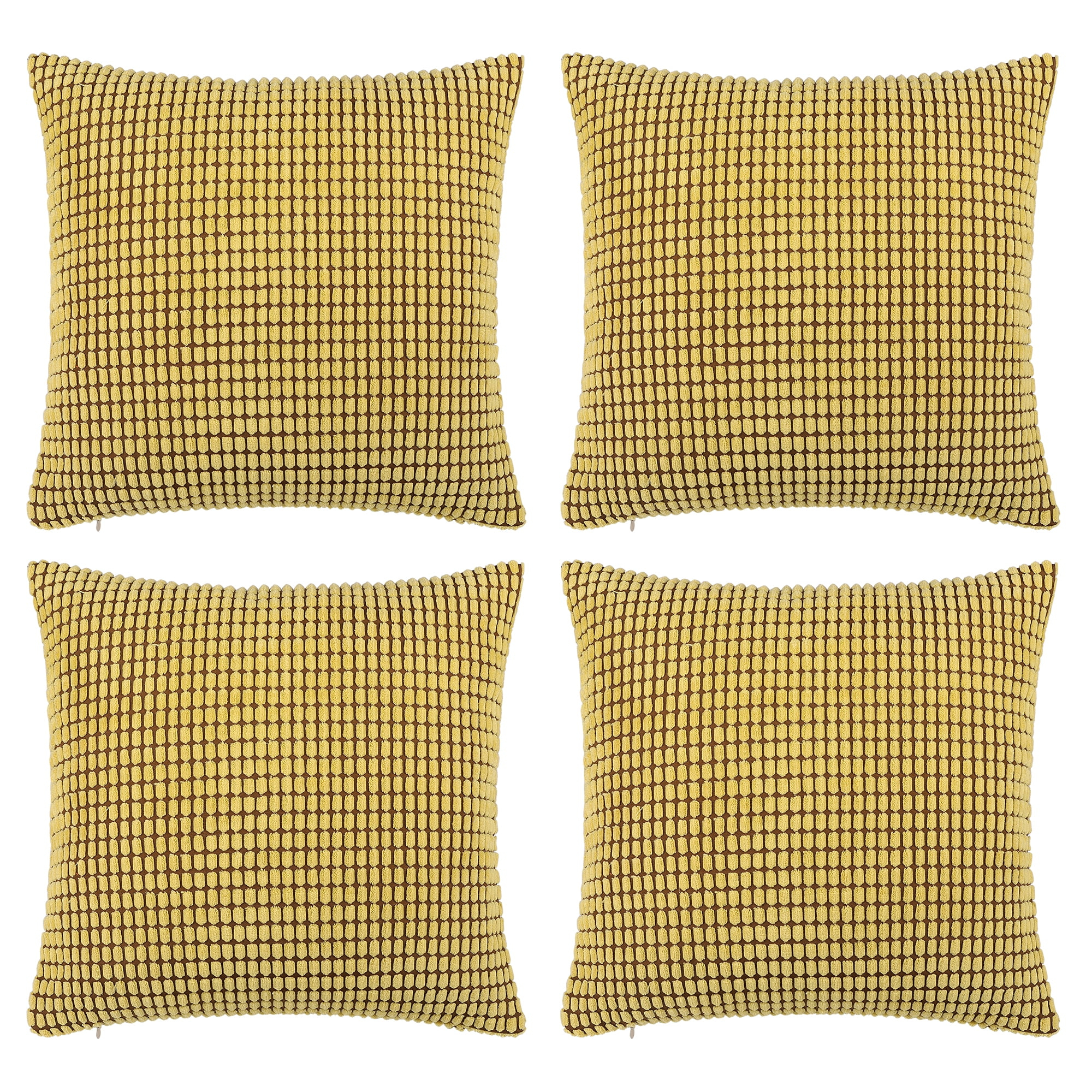 Unique Bargains 4-Pack Decoratiove Throw Cushion Pillow Covers Yellow 18" x 18"