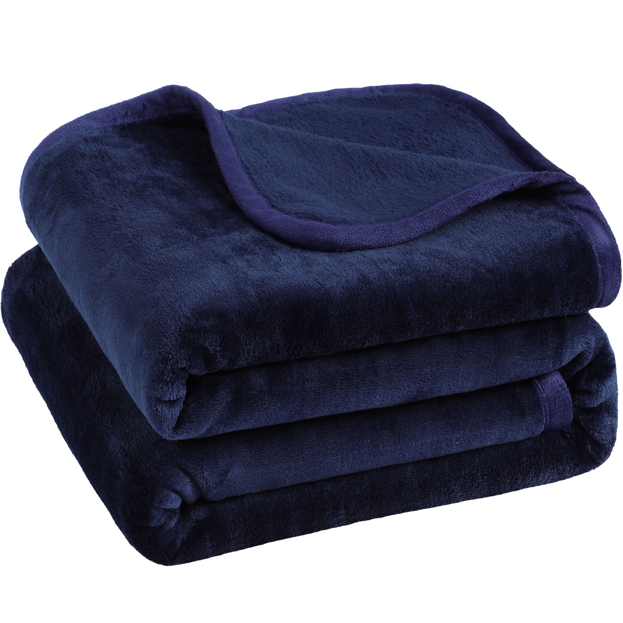 Unique Bargains Flannel Fleece Blanket Soft Luxury Hemmed Navy Blue 50"x60"