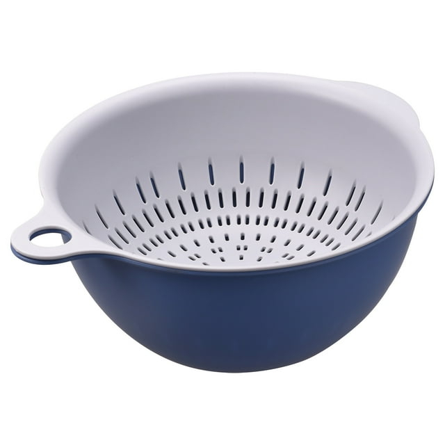 Unique Bargains Kitchen Strainer Colander Bowl Set Medium Double Layer Drain Basket Blue