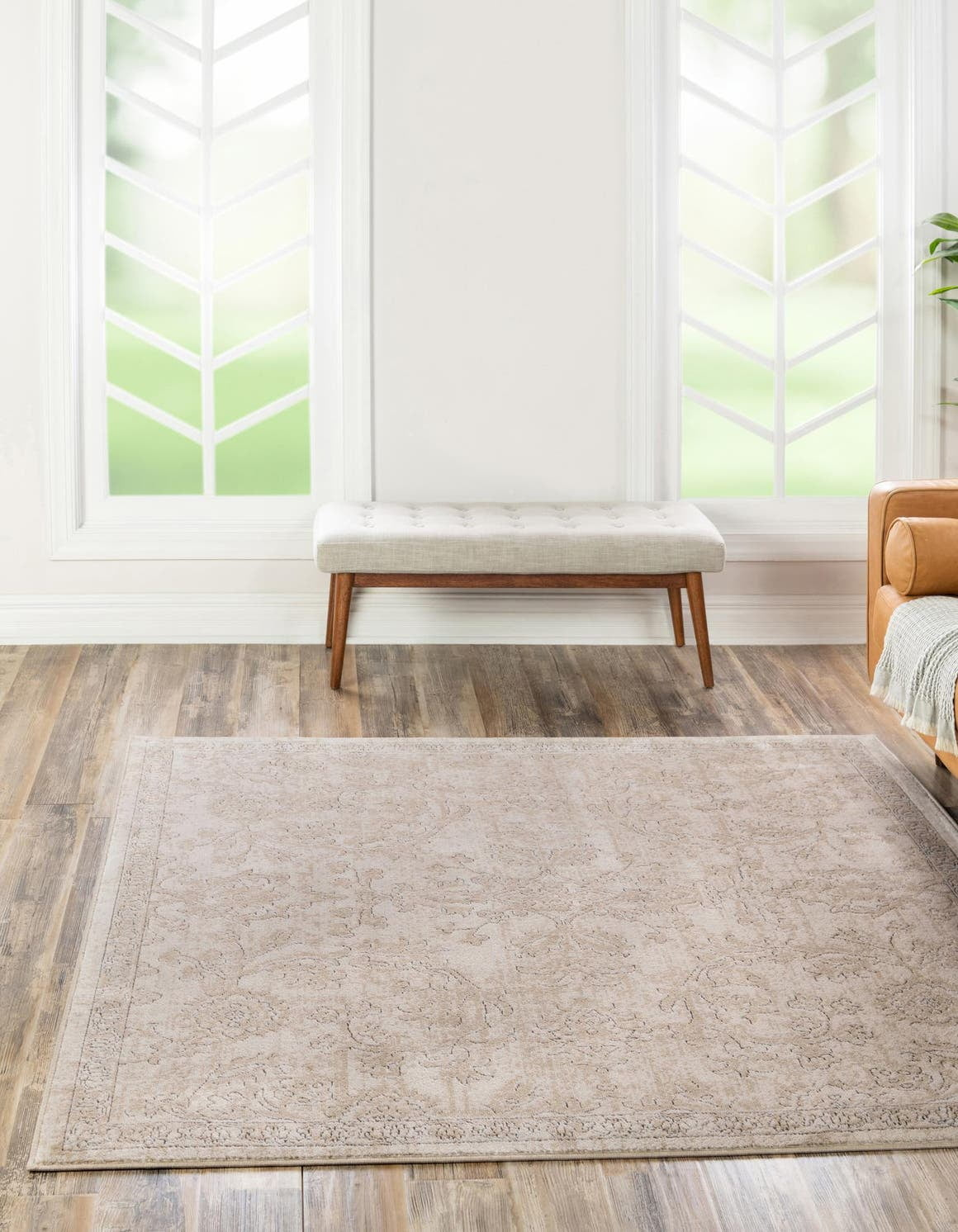 Unique Loom Portland Collection Area Rug - Albany (4' 1" Square Ivory/Beige)
