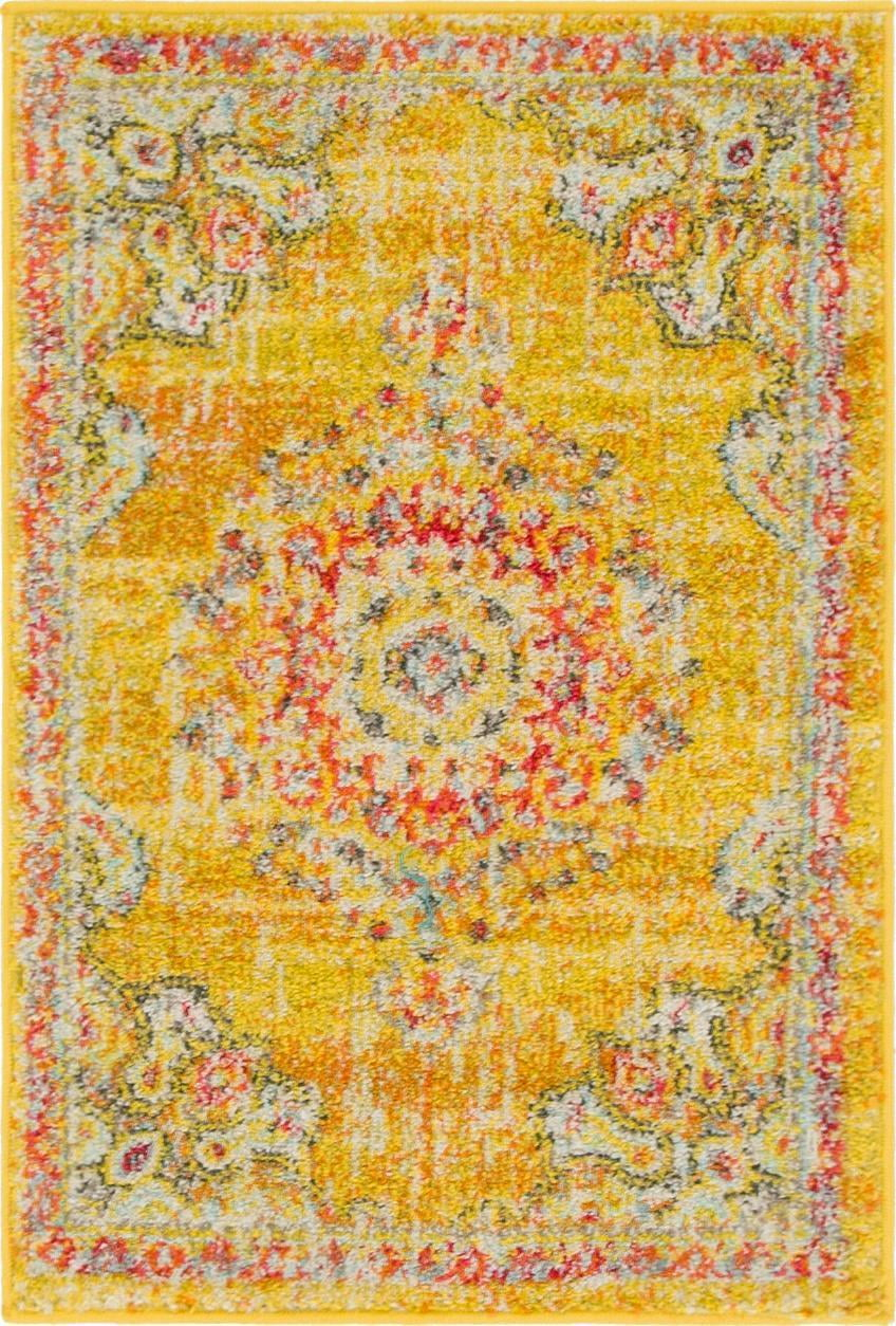 Unique Loom Penrose Collection Area Rug - Alexis (2' 2" x 3' 1" Rectangle Gold/Gray)
