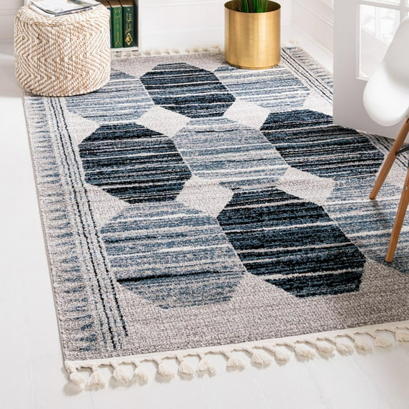 Unique Loom Alfombra de Área de Colección Aramis - Maxi (Rectángulo de 5' 3" x 8' Azul/beige)