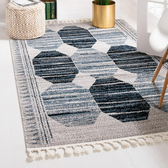 Unique Loom Alfombra de Área de Colección Aramis - Maxi (Rectángulo de 5' 3" x 8' Azul/beige)