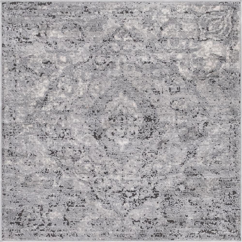 Unique Loom Portland Collection Area Rug - Astoria (4' 1" Square Gray/Ivory)