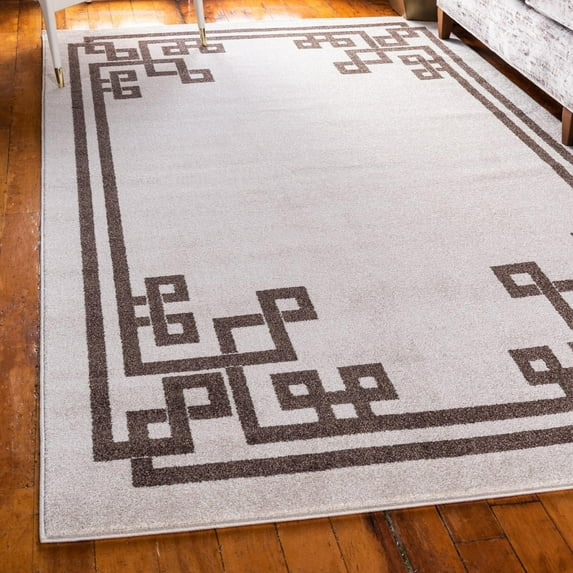 Unique Loom Athens Collection Area Rug - Geometric (5' 1" x 8' Rectangle Beige and Brown/Beige)
