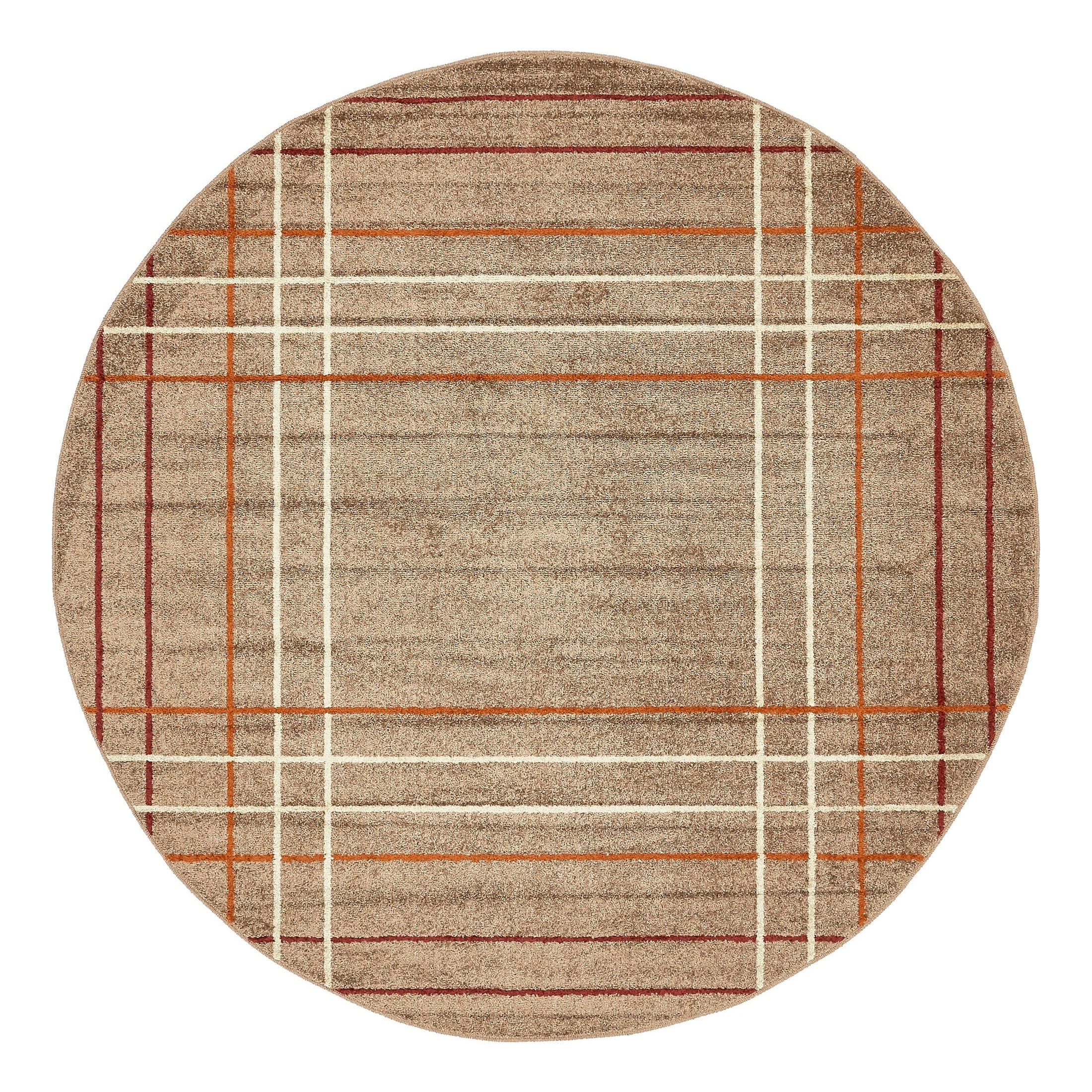 Unique Loom Autumn Collection Area Rug - Heritage (7' 10" Round Light Brown/Burgundy)