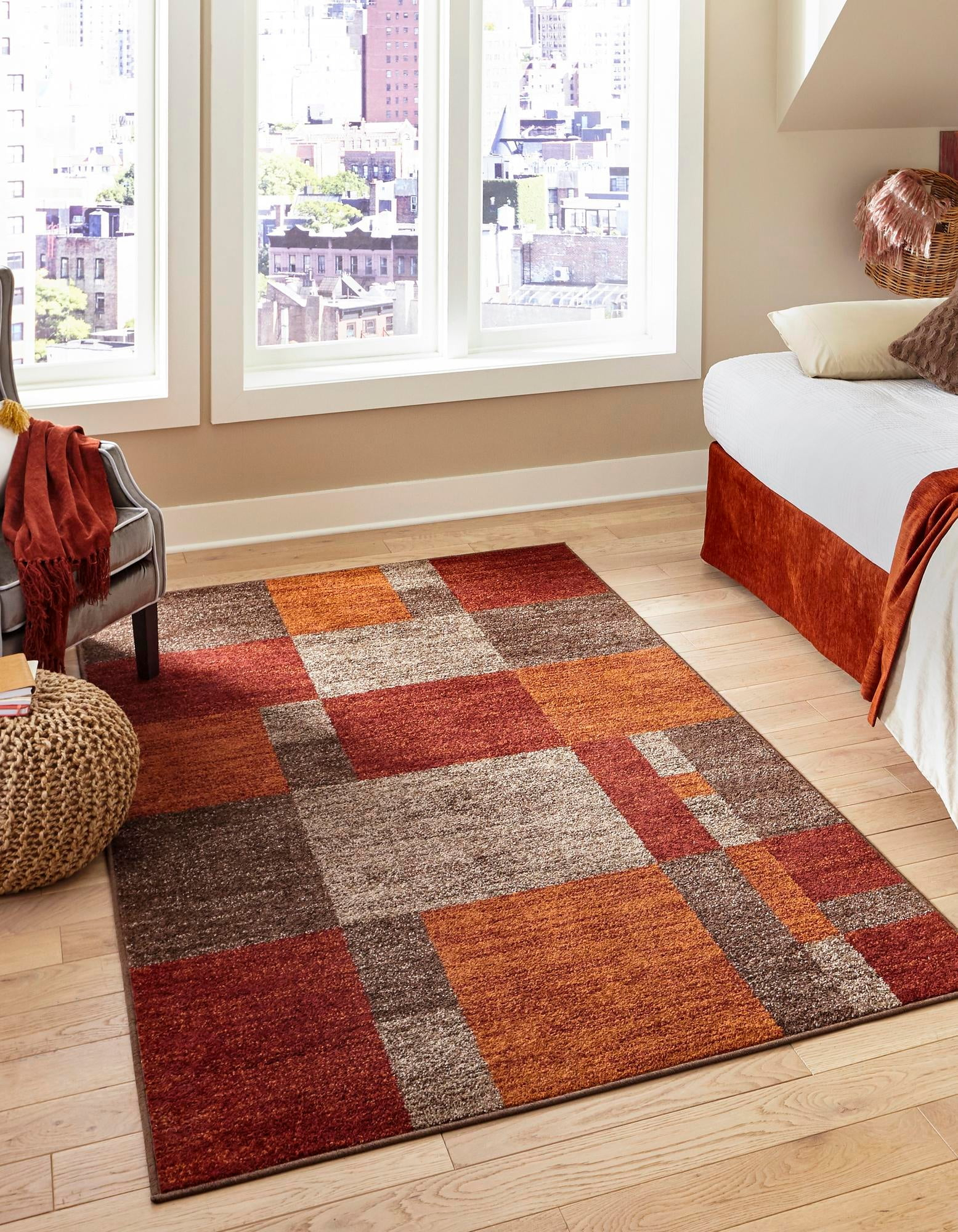 Unique Loom Autumn Collection Area Rug - Providence (4' x 6' Rectangle Multi/Beige)