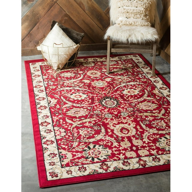 Unique Loom Cape Cod Espahan Rug Red/Beige 2' 2" x 3' 1" Rectangle Floral Traditional Perfect For Living Room Bed Room Dining Room Office