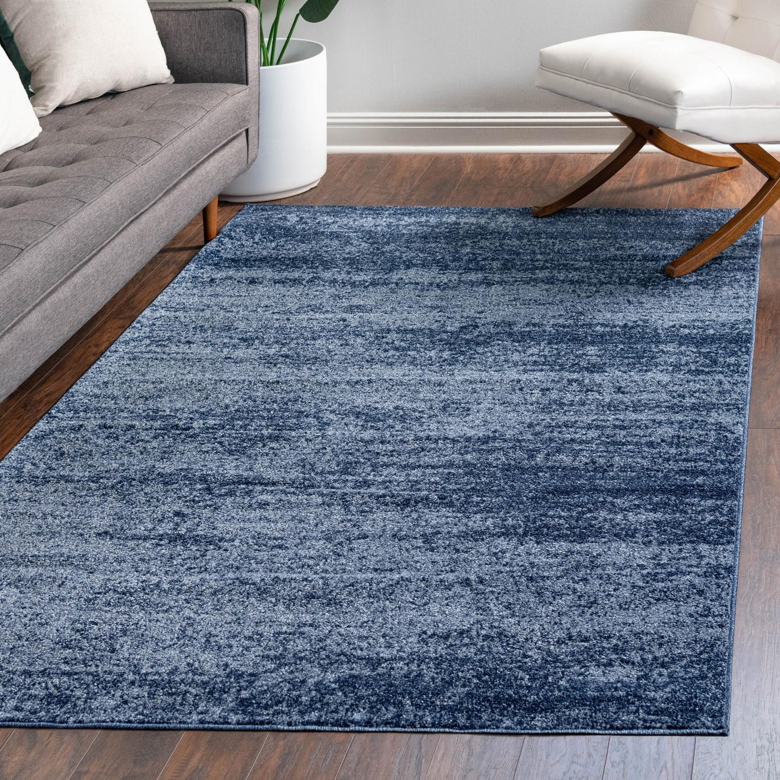 Unique Loom Del Mar Collection Area Rug - Lucille (7' 1" x 10' Rectangle Navy Blue/Ivory)