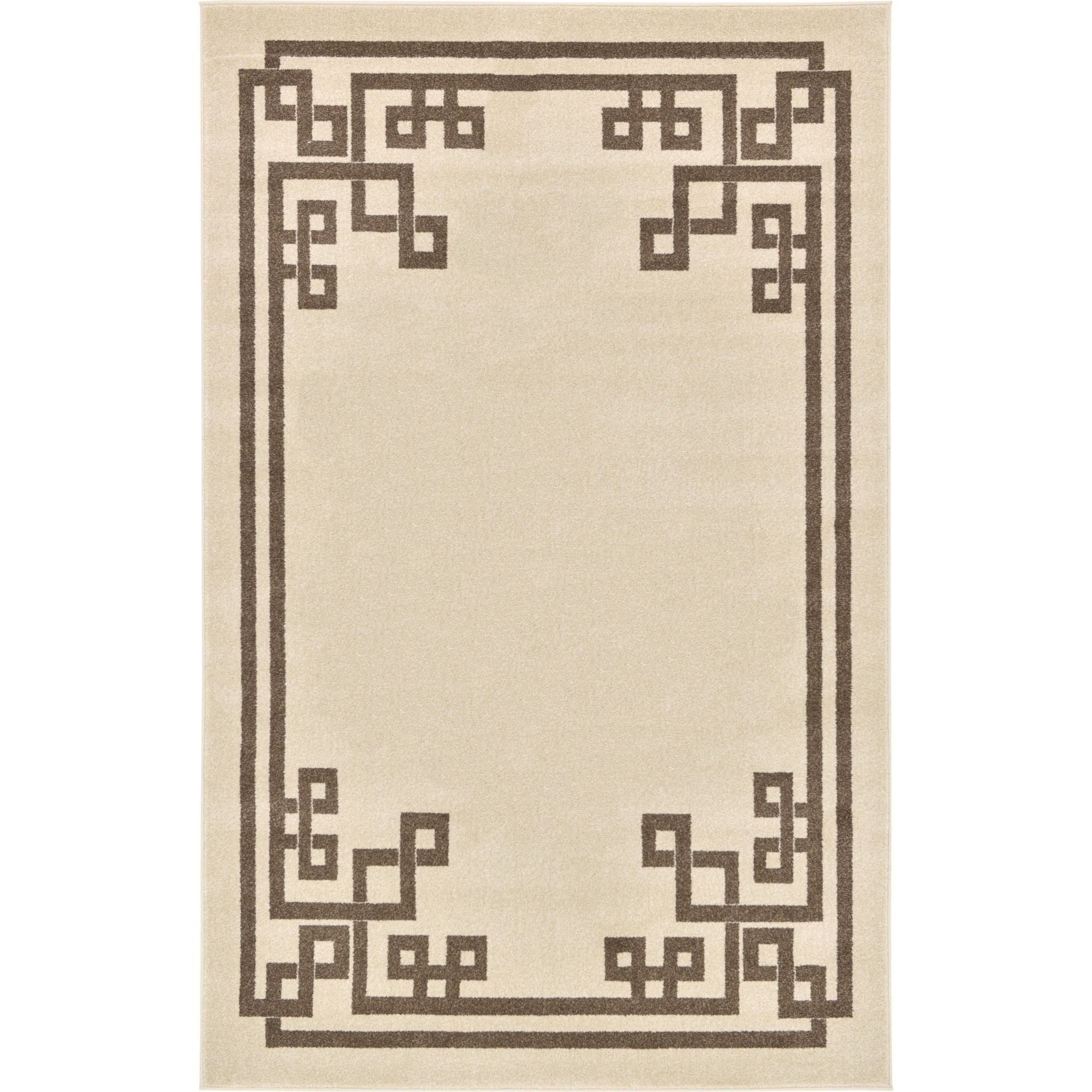 Unique Loom Athens Collection Area Rug - Geometric (5' 1" x 8' Rectangle Beige and Brown/Beige)