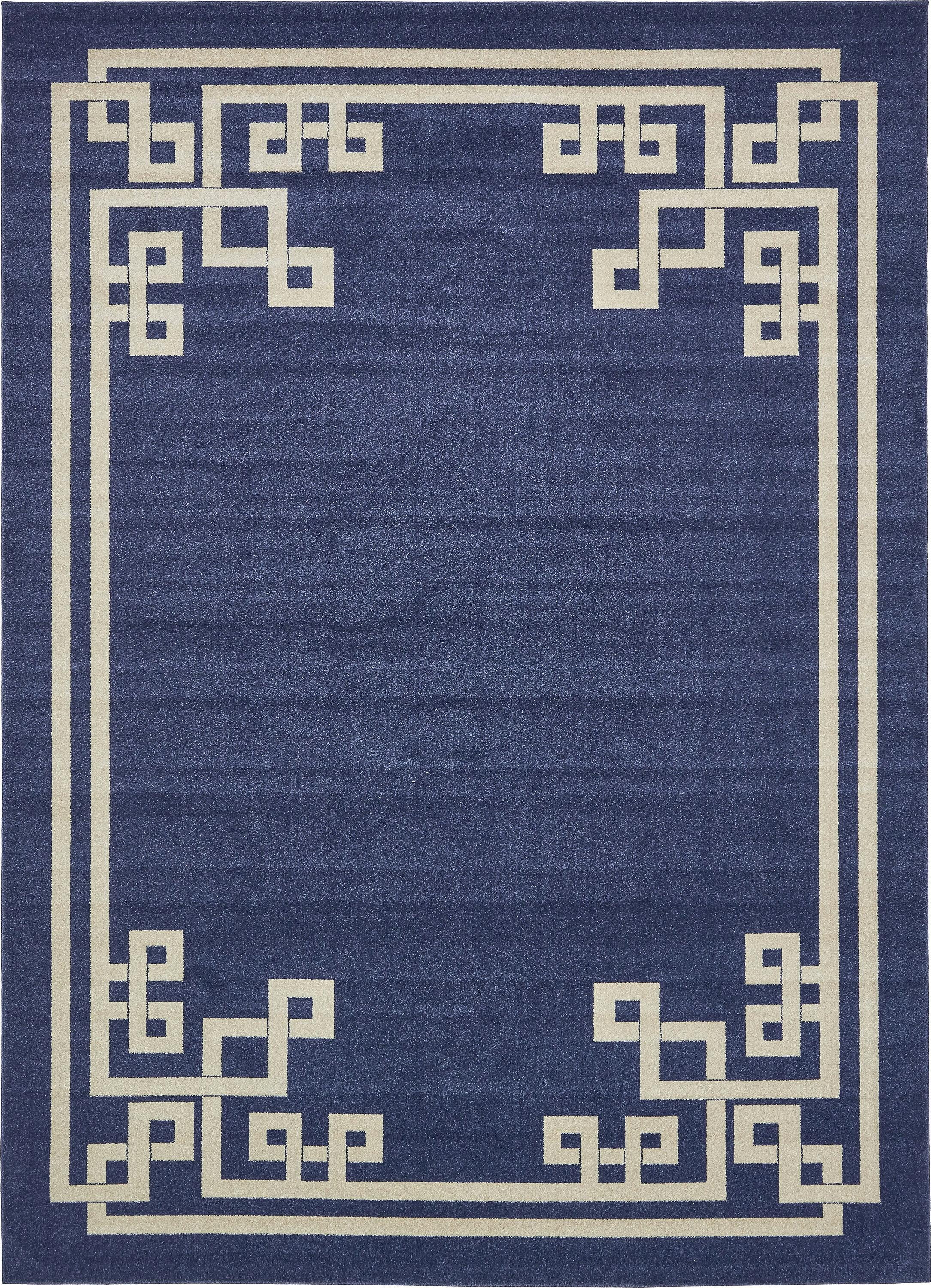 Unique Loom Athens Collection Area Rug - Geometric (9' x 12' 2" Rectangle Dark Blue/Beige)
