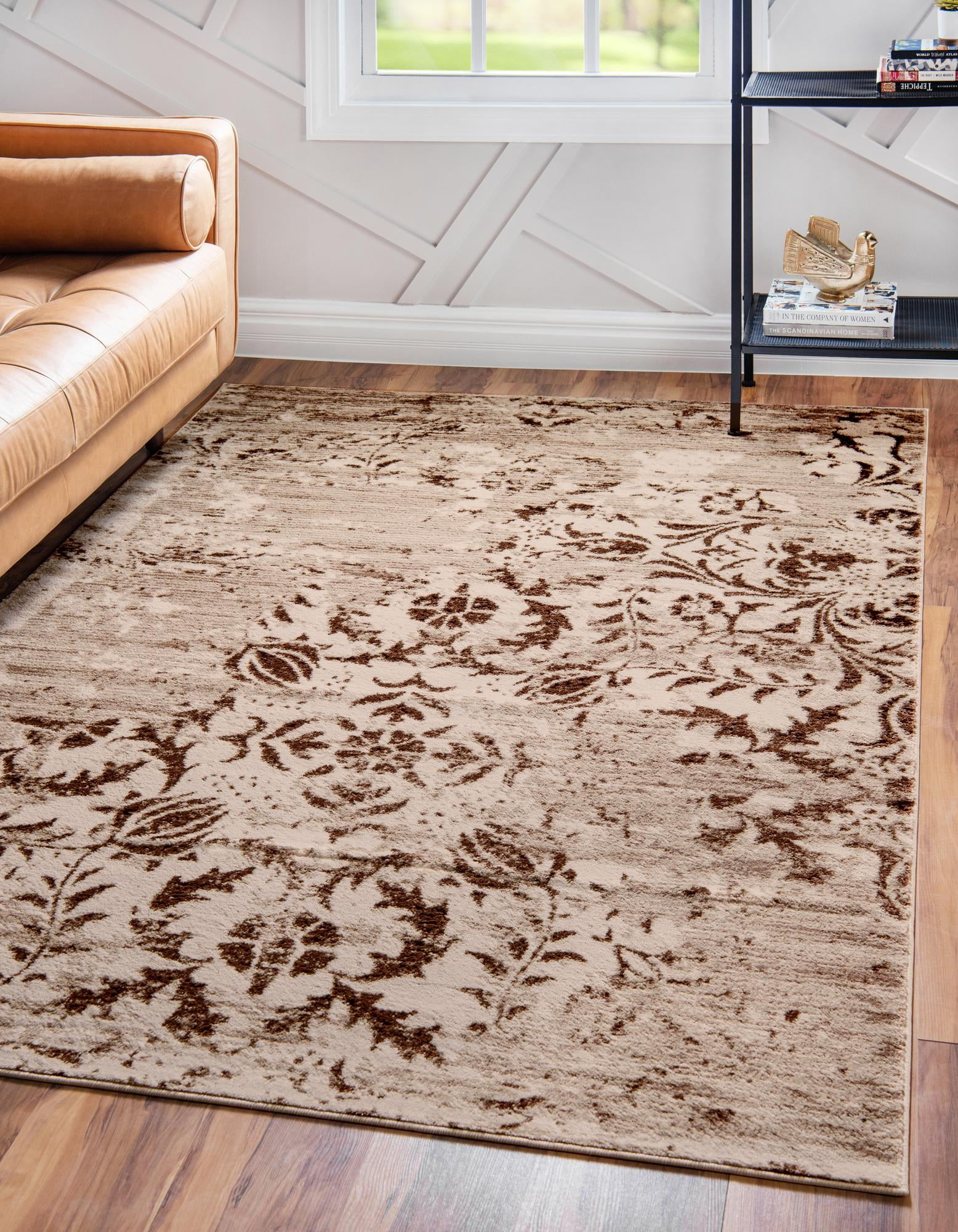 Unique Loom Rushmore Collection Area Rug - Jefferson (4' 1" x 6' 1" Rectangle Chocolate Brown/Beige)