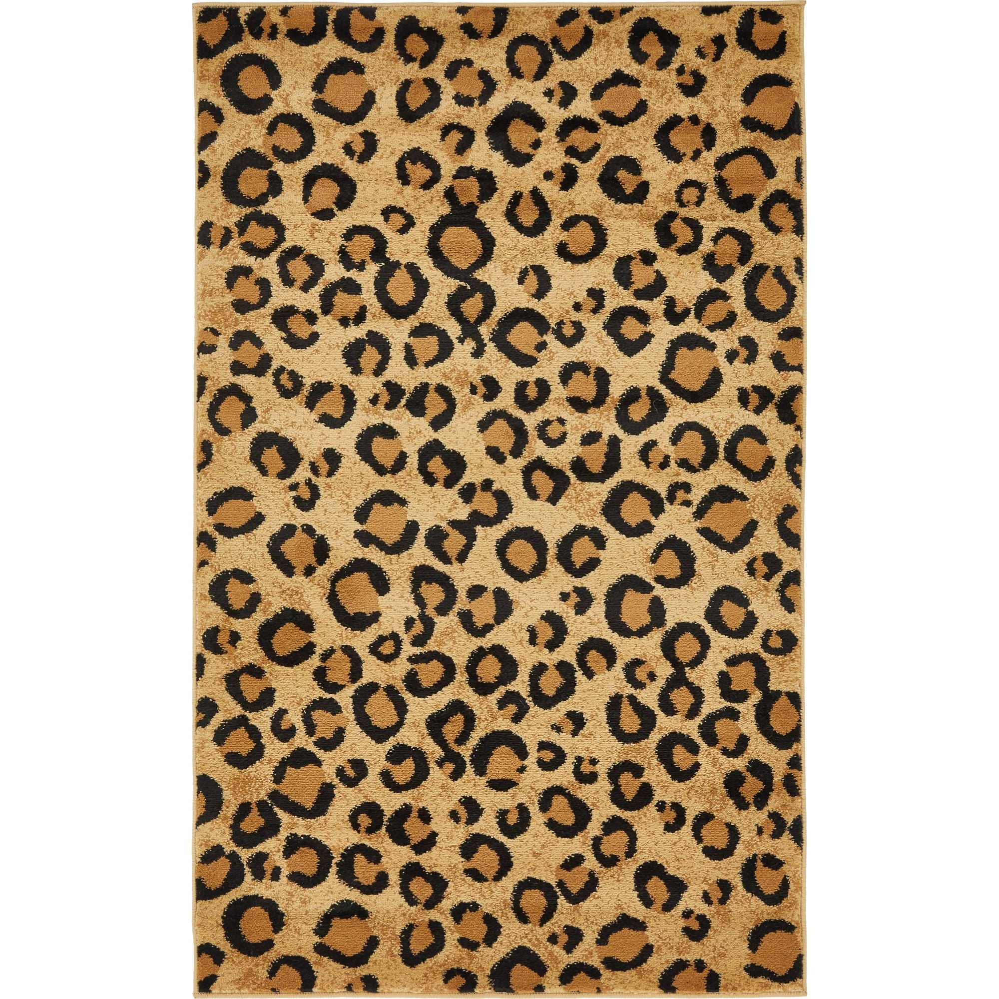 Unique Loom Wildlife Collection Area Rug - Leopard (3' 3" x 5' 3" Rectangle Light Brown/Black)