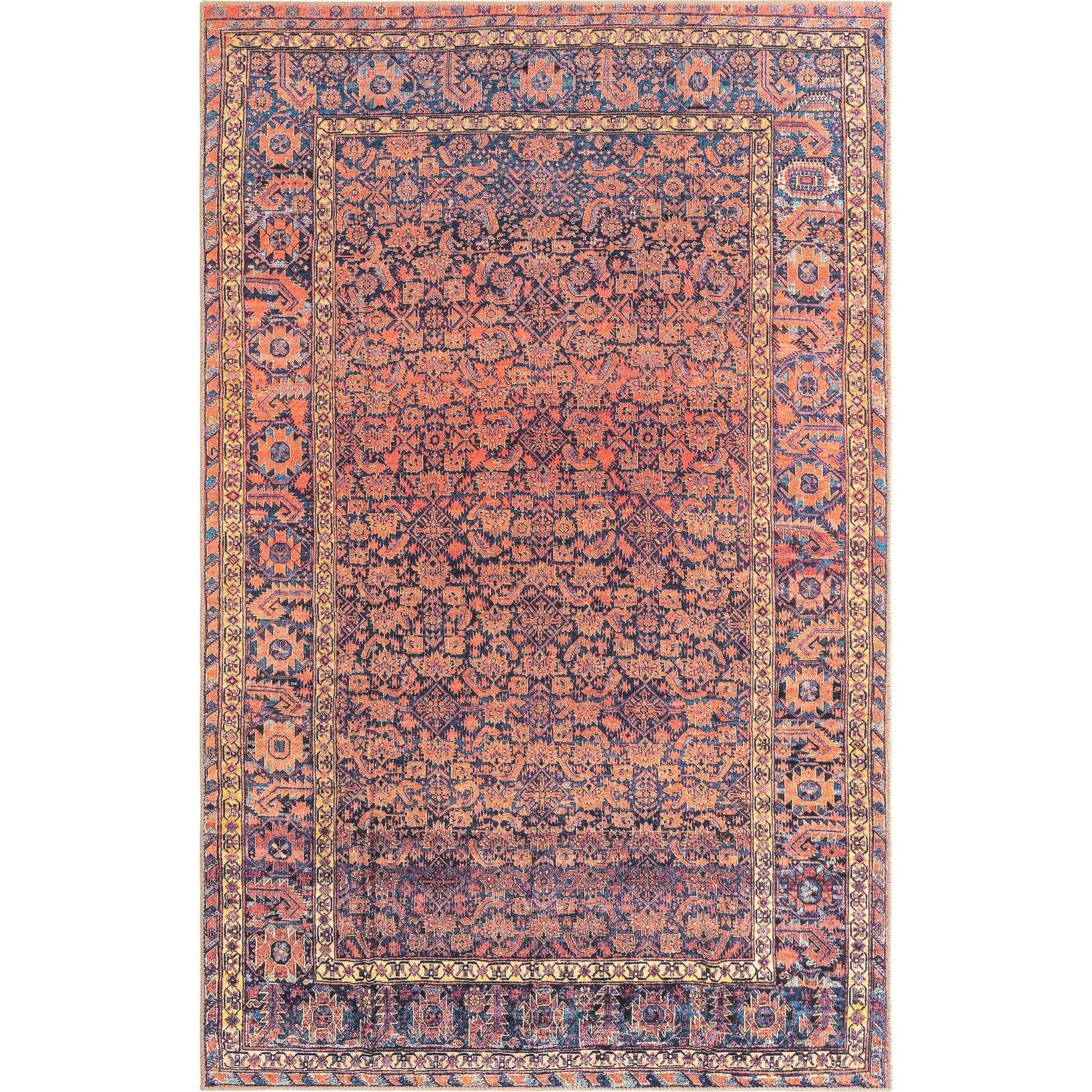Unique Loom Timeless Collection Area Rug - Levi (5' x 8' Rectangle Navy Blue/Orange)