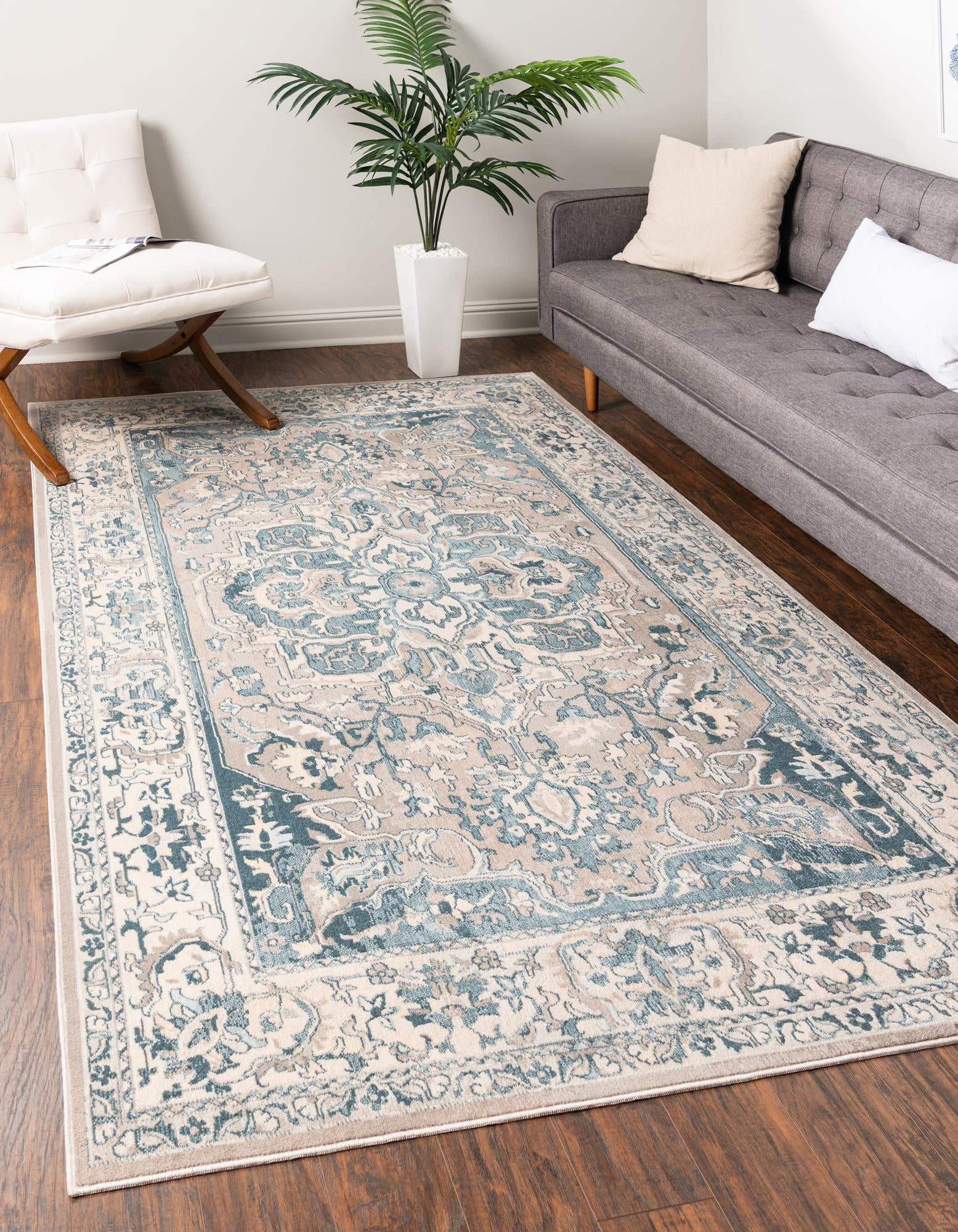 Unique Loom Paris Collection Area Rug - Louisa (10' x 13' 1" Rectangle Dark Gray/Beige)