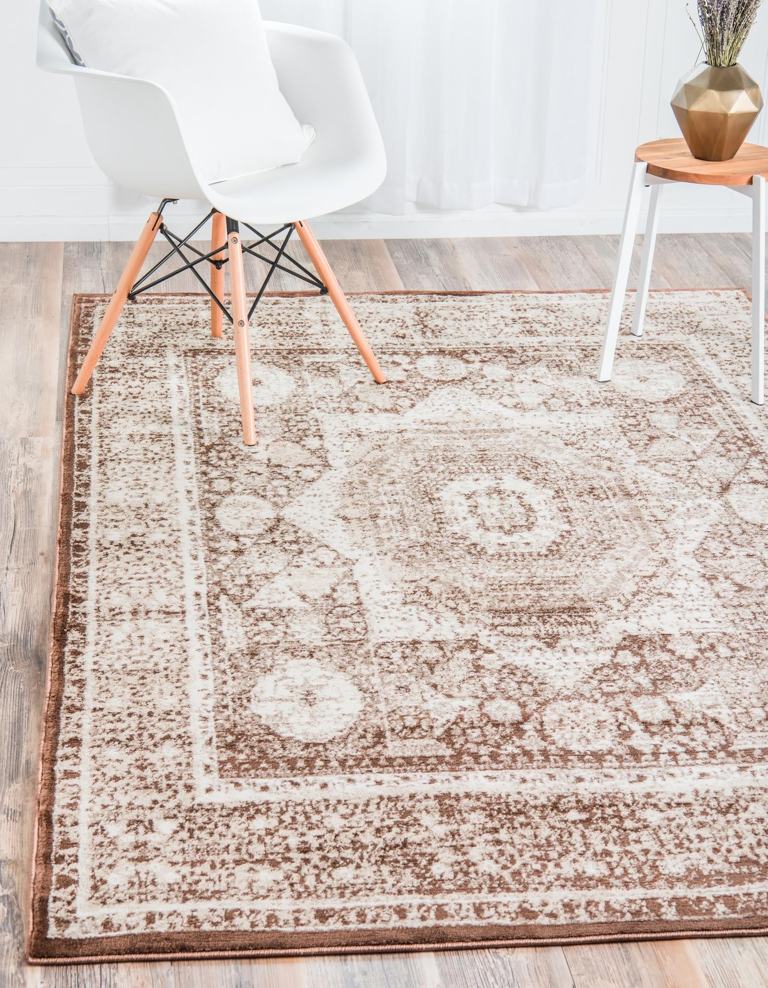 Unique Loom Imperial Collection Area Rug - Lygos (4' 1" x 6' 1" Rectangle Chocolate Brown/Beige)