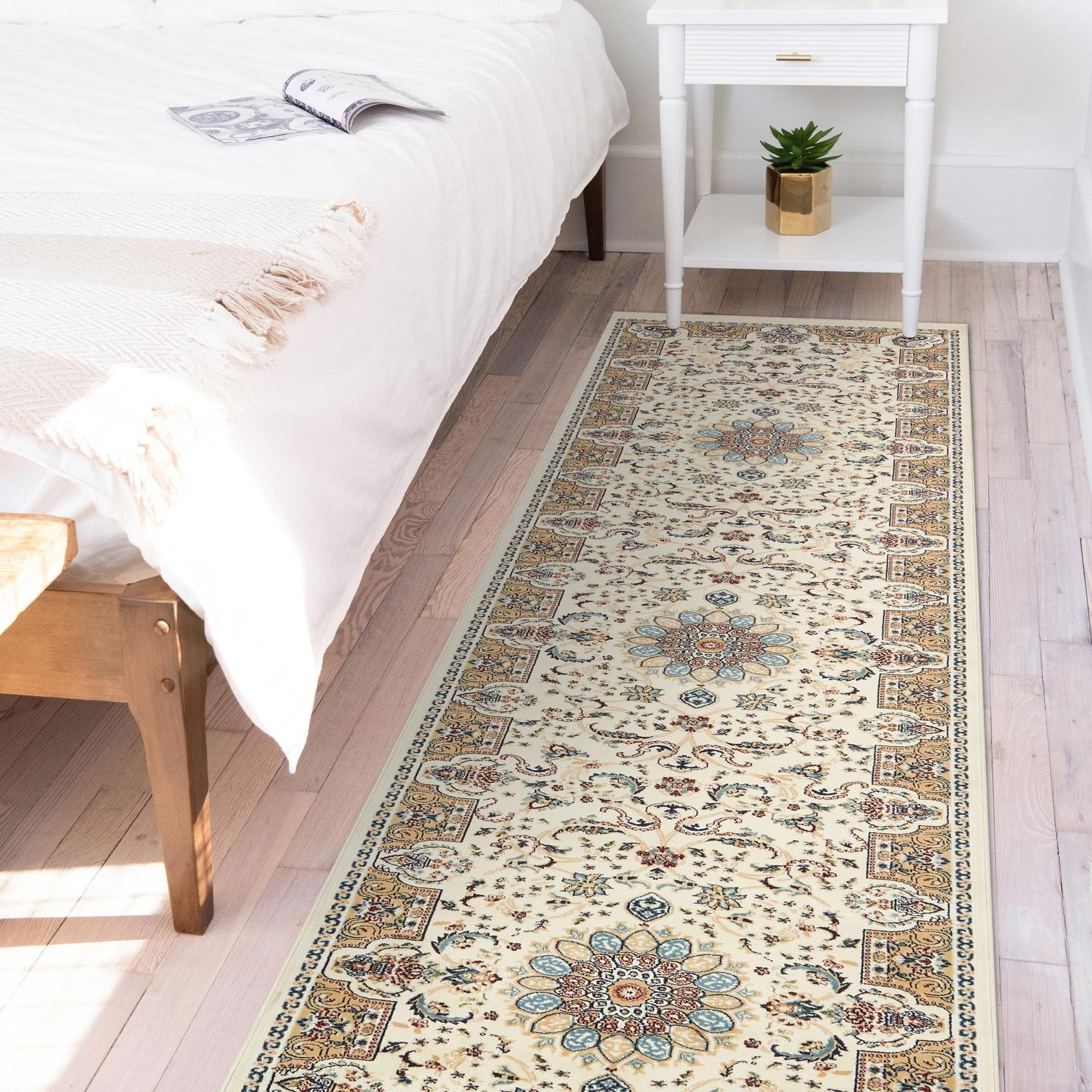 Unique Loom Narenj Collection Area Rug - Newcastle (3' x 13' 1" Runner Ivory/Beige)