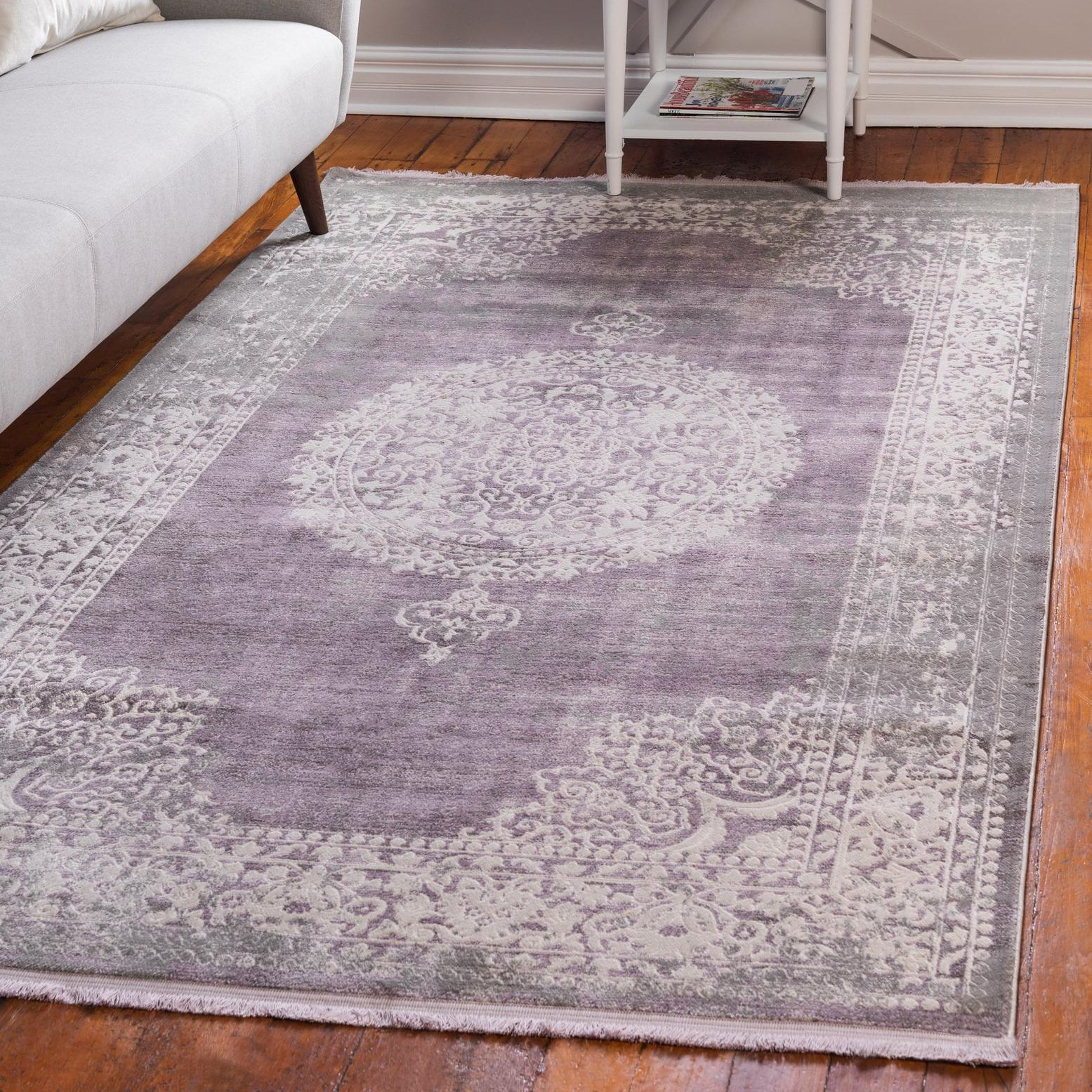 Unique Loom New Classical Collection Area Rug - Olwen (8' x 10' Rectangle Purple/Gray)