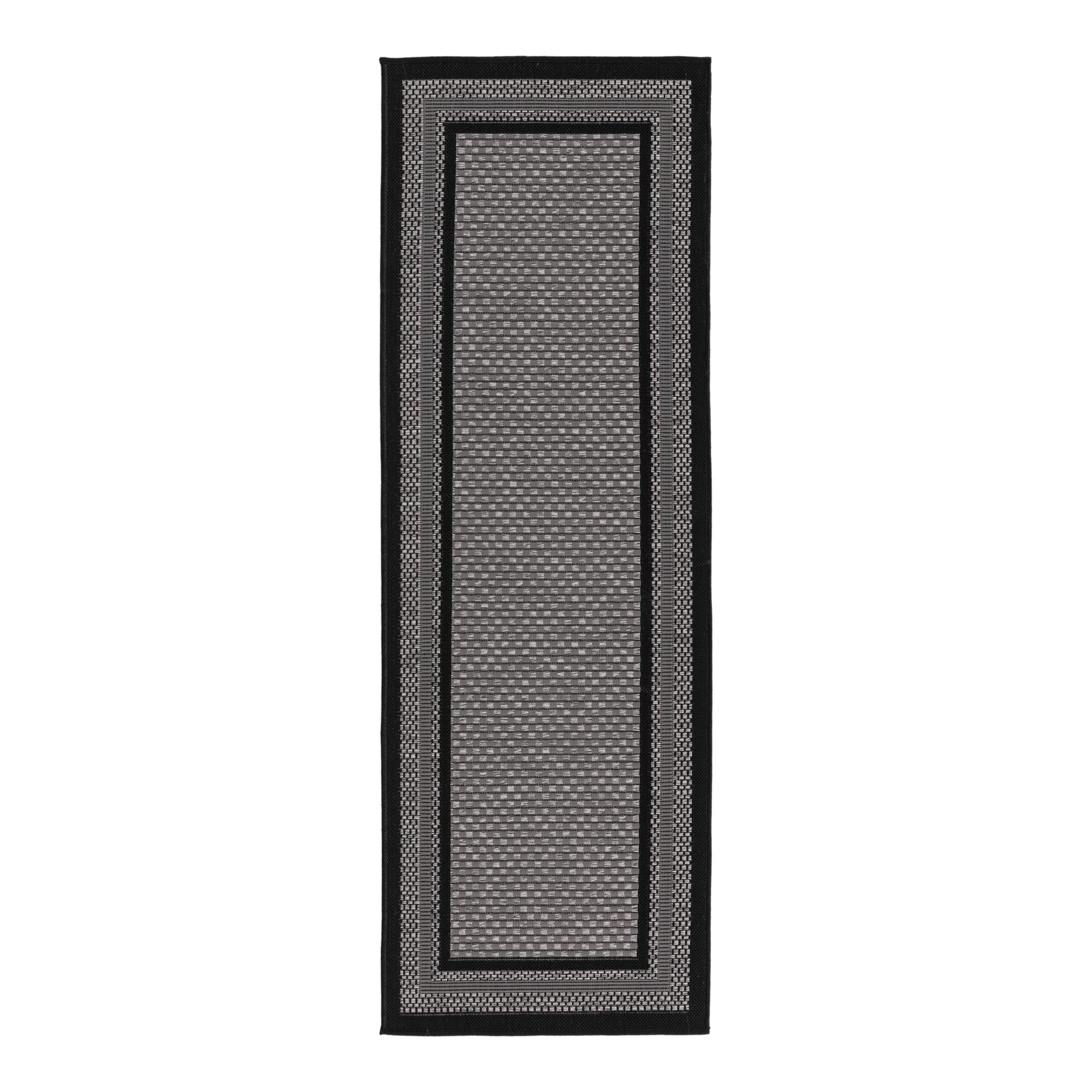 Unique Loom Outdoor Border Collection Area Rug - Multi Border (2' 2" x 6' 1" Runner Gray/Black)