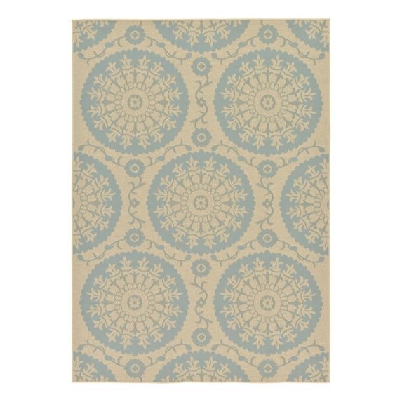 Unique Loom Outdoor Botanical Collection Area Rug - Medallion (7' 1" x 10' Rectangle Aqua/Beige)