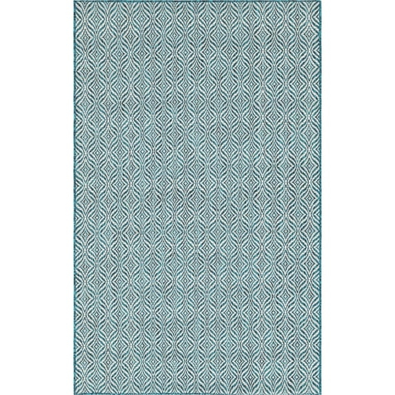 Unique Loom Outdoor Trellis Collection Area Rug - Deco Trellis (5' 3" x 8' Rectangle Teal/Ivory)