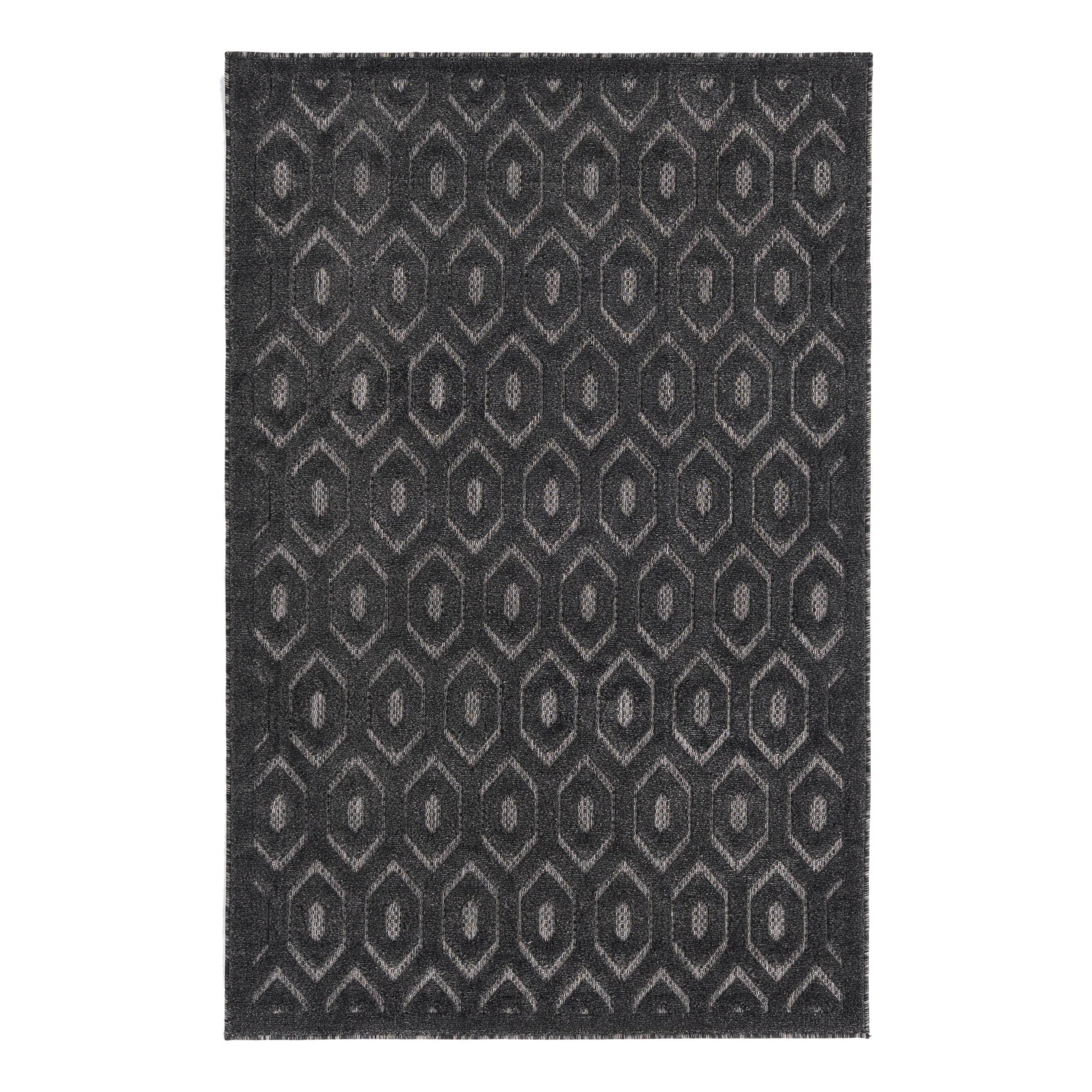 Unique Loom Outdoor Trellis Textured Collection Area Rug - Spatial (4' x 6' Rectangle Charcoal/Ivory)