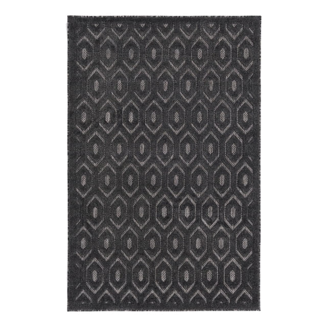 Unique Loom Outdoor Trellis Textured Collection Area Rug - Spatial (4' x 6' Rectangle Charcoal/Ivory)