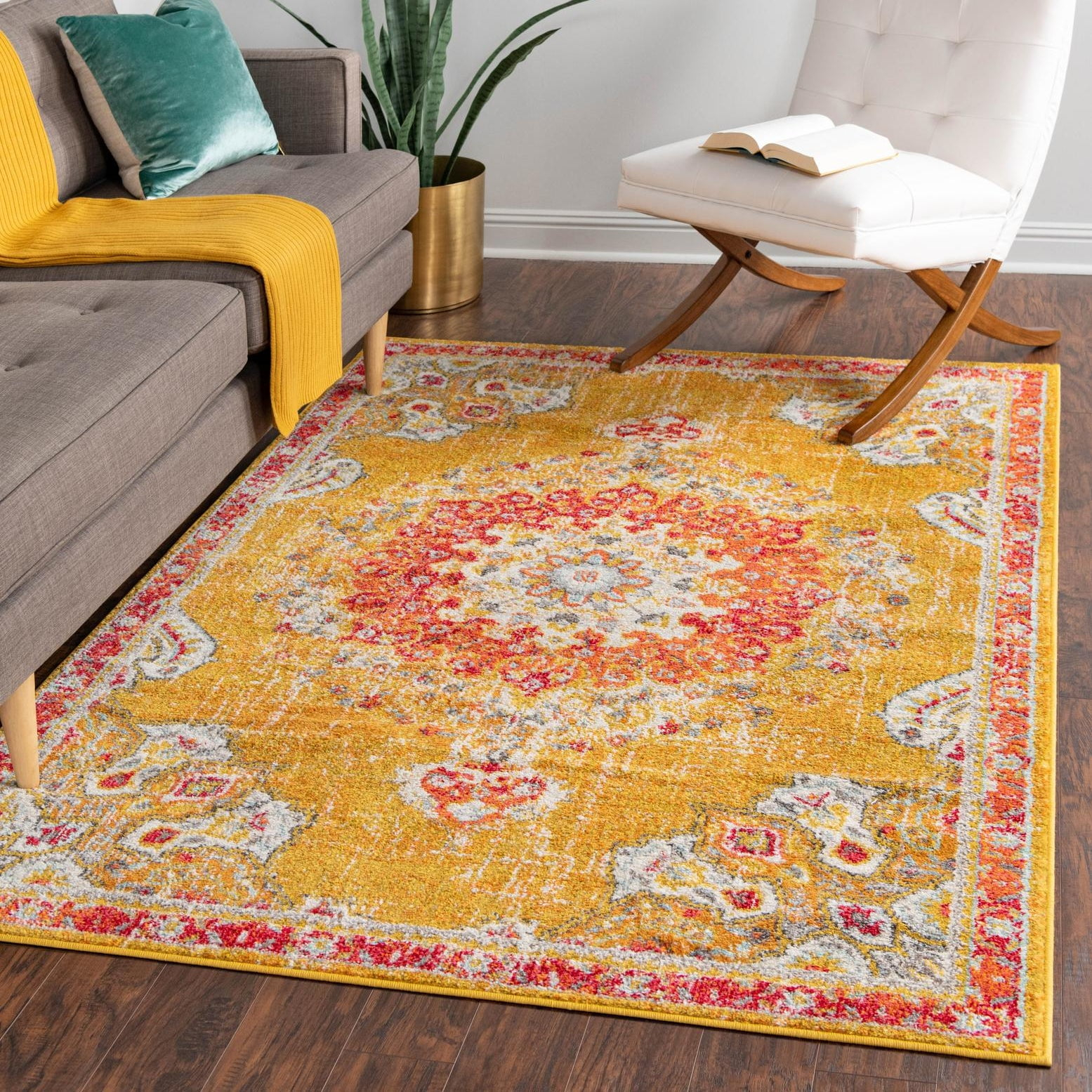 Unique Loom Penrose Collection Area Rug - Alexis (2' 2" x 3' 1" Rectangle Gold/Gray)