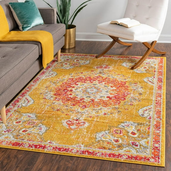 Unique Loom Penrose Collection Area Rug - Alexis (2' 2" x 3' 1" Rectangle Gold/Gray)
