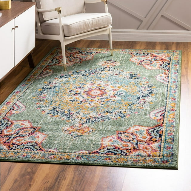 Unique Loom Penrose Collection Area Rug - Alexis (8' x 10' Rectangle Green/Black)