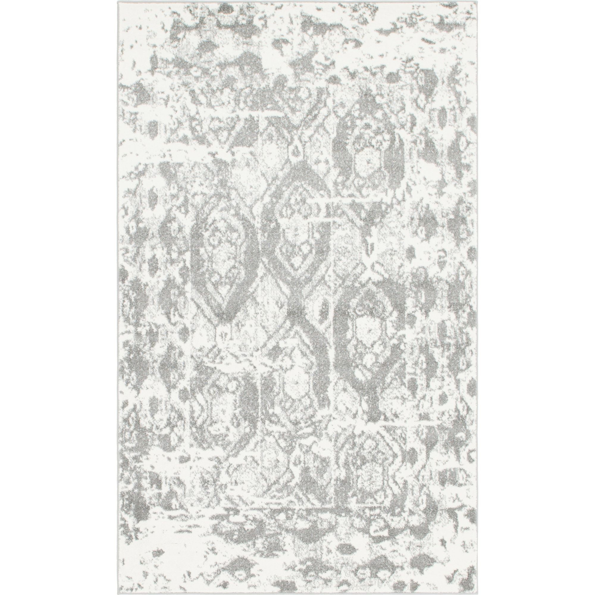 Unique Loom Rosso Collection Area Rug - Piazza (5' 1" x 8' Rectangle Light Gray/Ivory)