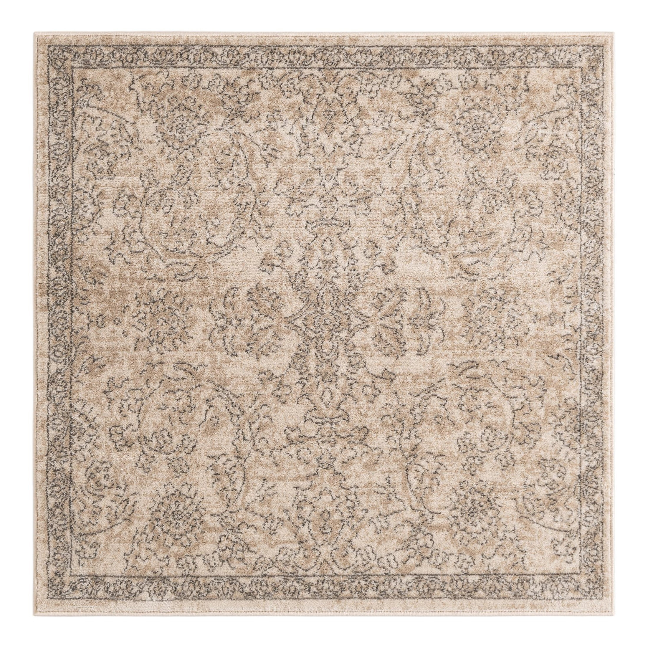 Unique Loom Portland Collection Area Rug - Albany (4' 1" Square Ivory/Beige)