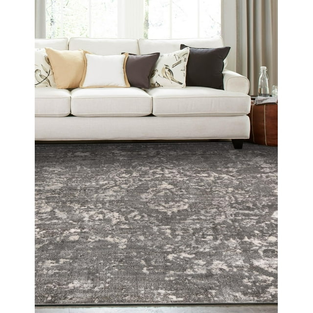 Unique Loom Portland Collection Area Rug - Astoria (4' 1" Square Gray/Ivory)