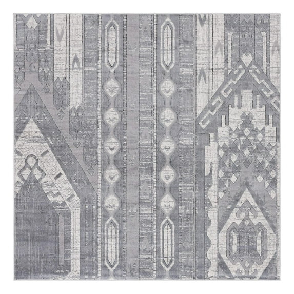 Unique Loom Portland Collection Area Rug - Orford (7' 10" Square Gray/Beige)