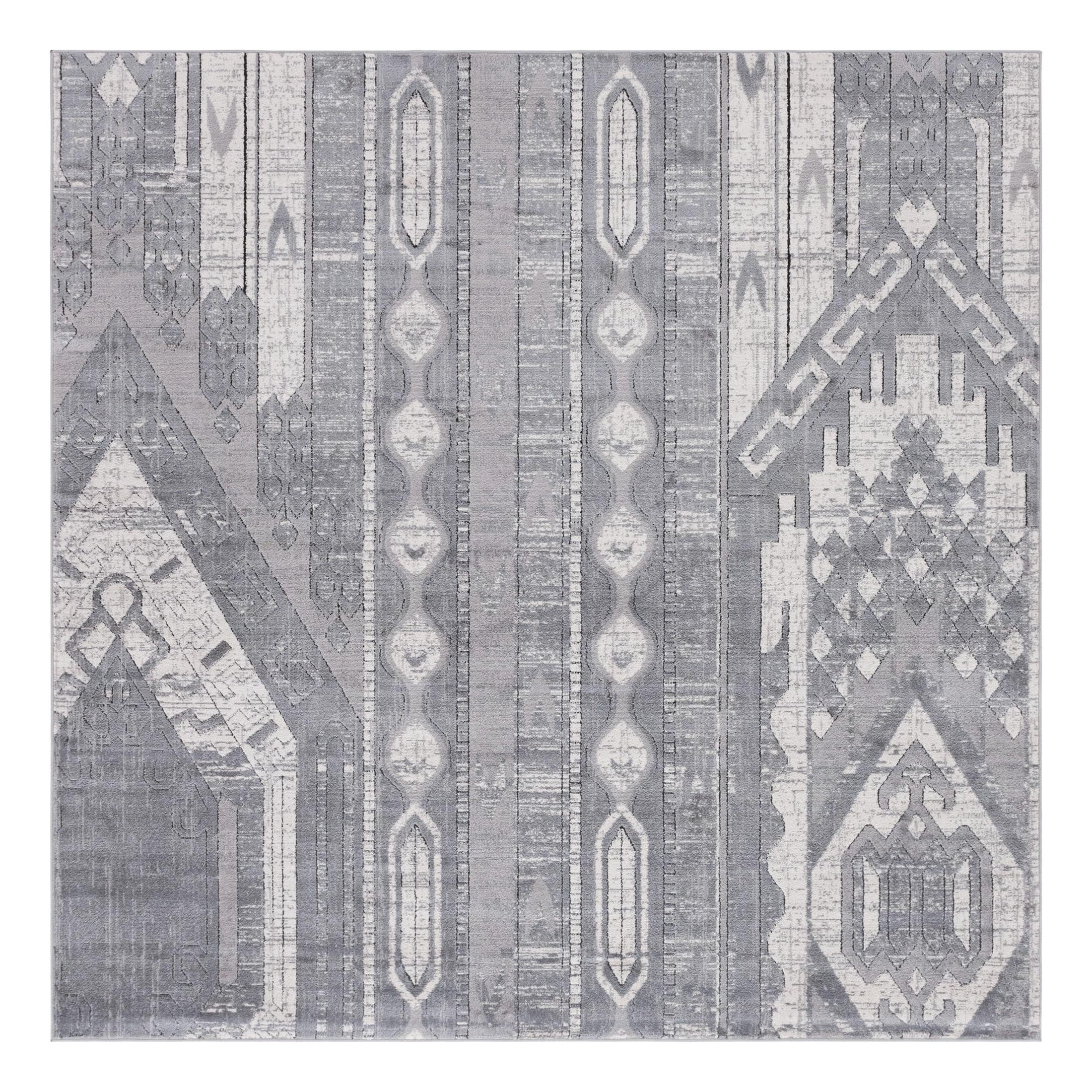 Unique Loom Portland Collection Area Rug - Orford (7' 10" Square Gray/Beige)