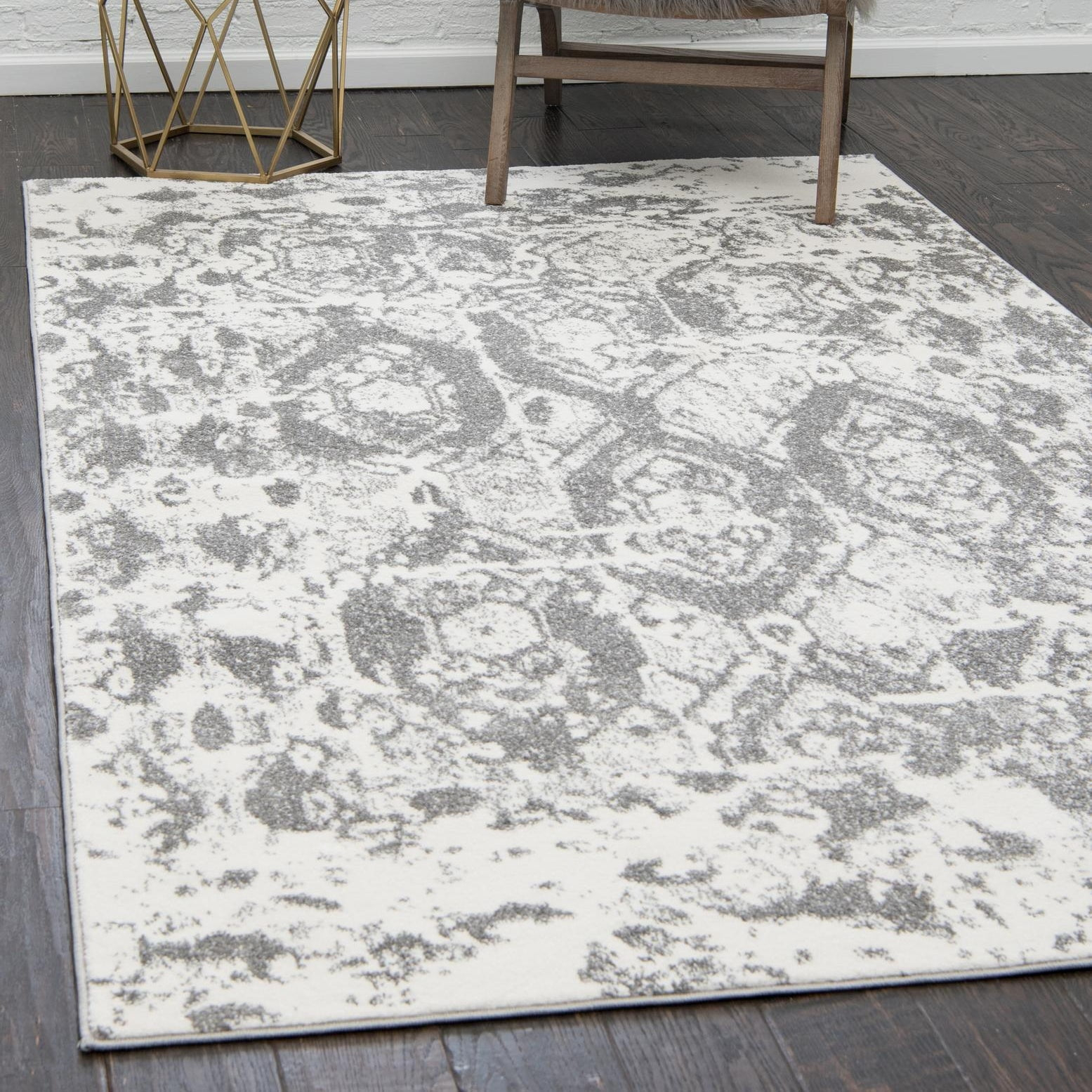 Unique Loom Rosso Collection Area Rug - Piazza (5' 1" x 8' Rectangle Light Gray/Ivory)