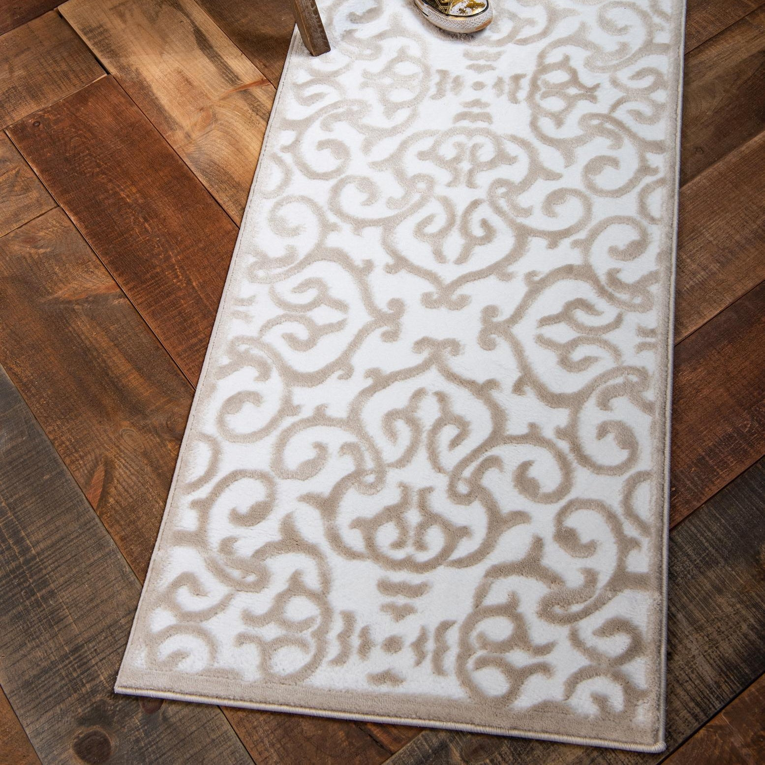 Unique Loom Rushmore Collection Area Rug - Johnson (3' x 9' 10" Runner Snow White/Beige)