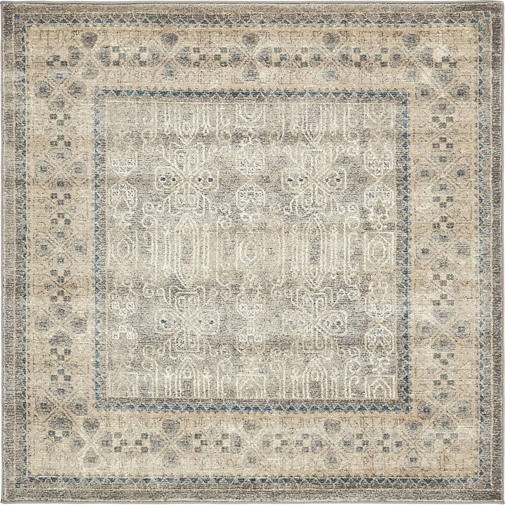 Unique Loom Salzburg Collection Area Rug - Aigen (5' Square Gray/Ivory)