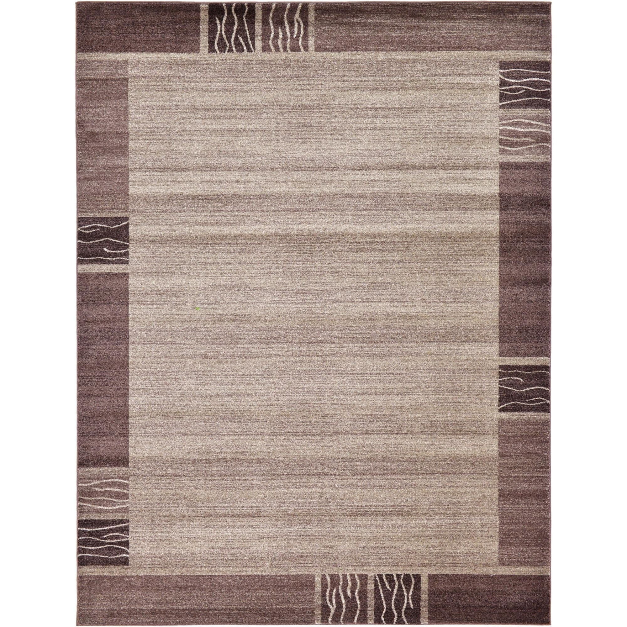 Unique Loom Del Mar Collection Area Rug - Sarah (9' x 12' Rectangle Dark Beige/Brown)