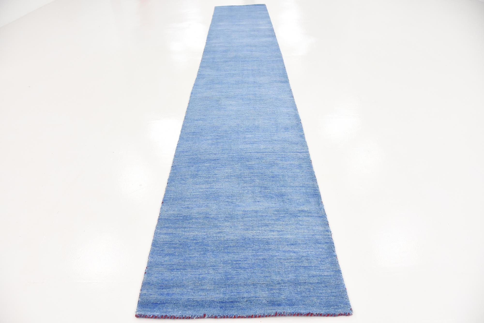 Unique Loom Solid Gava Collection Area Rug - Solid Gava (2' 7" x 16' 5" Runner Light Blue)