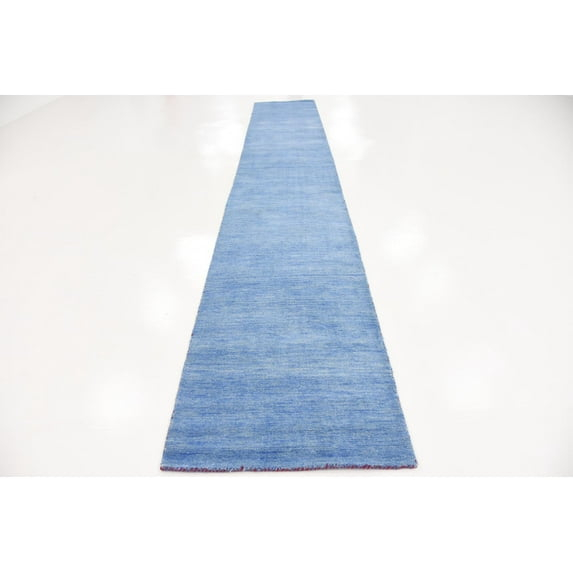 Unique Loom Solid Gava Collection Area Rug - Solid Gava (2' 7" x 16' 5" Runner Light Blue)