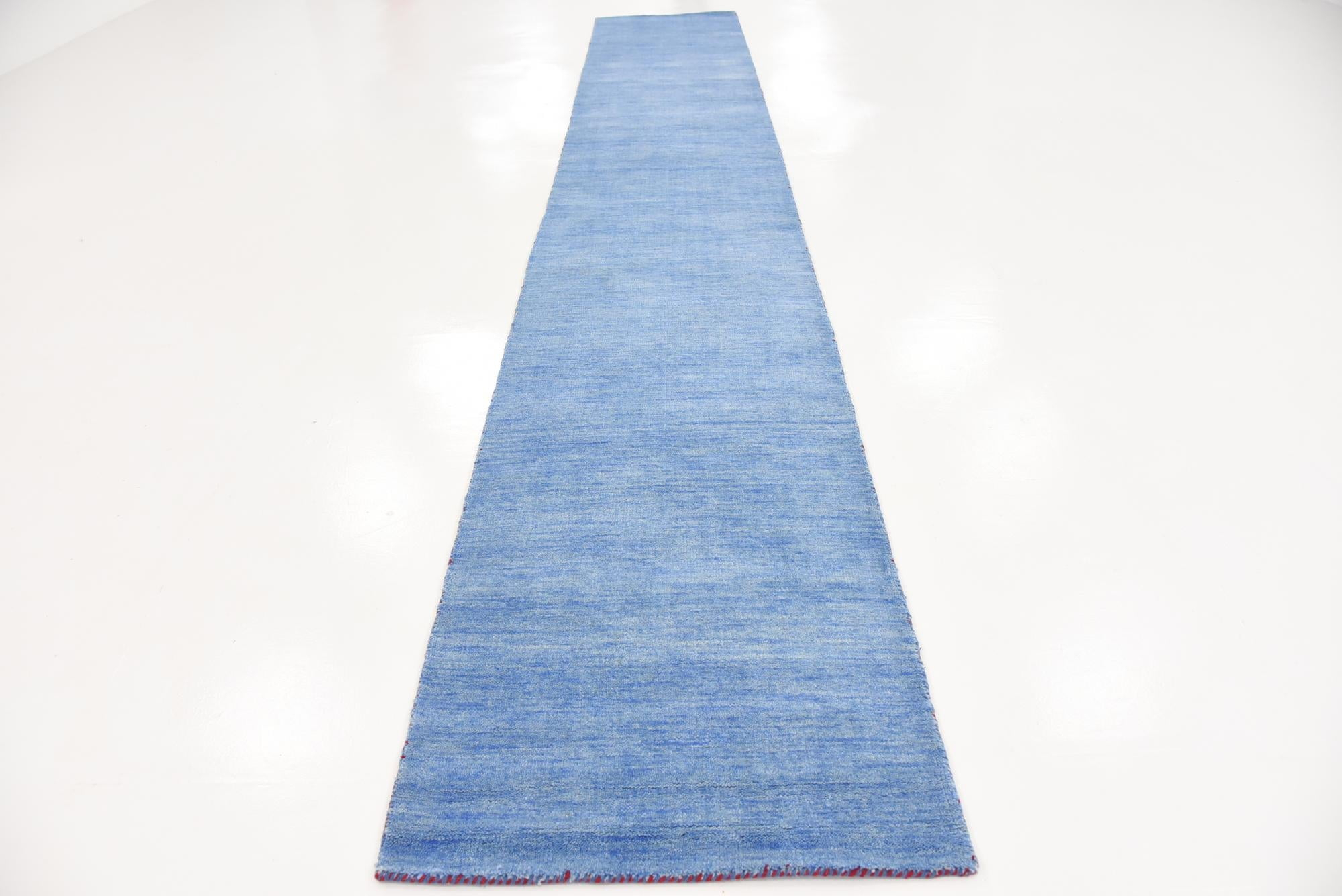Unique Loom Solid Gava Collection Area Rug - Solid Gava (2' 7" x 16' 5" Runner Light Blue)
