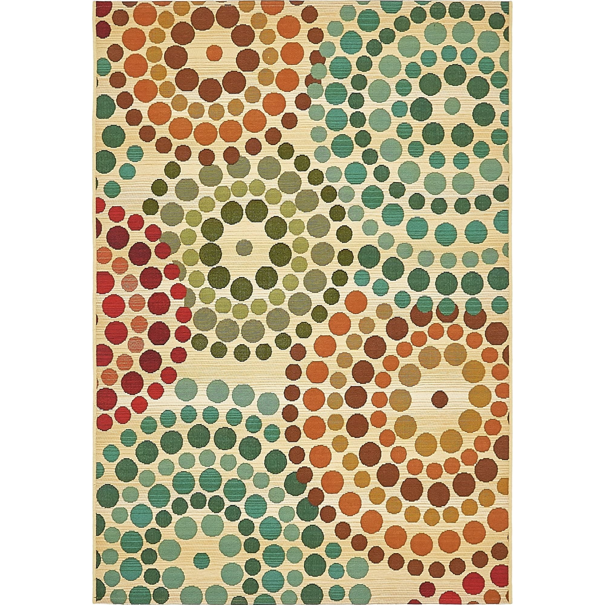 Unique Loom Outdoor Modern Collection Area Rug - Spark (4' 1" x 6' 1" Rectangle Beige/Burgundy)