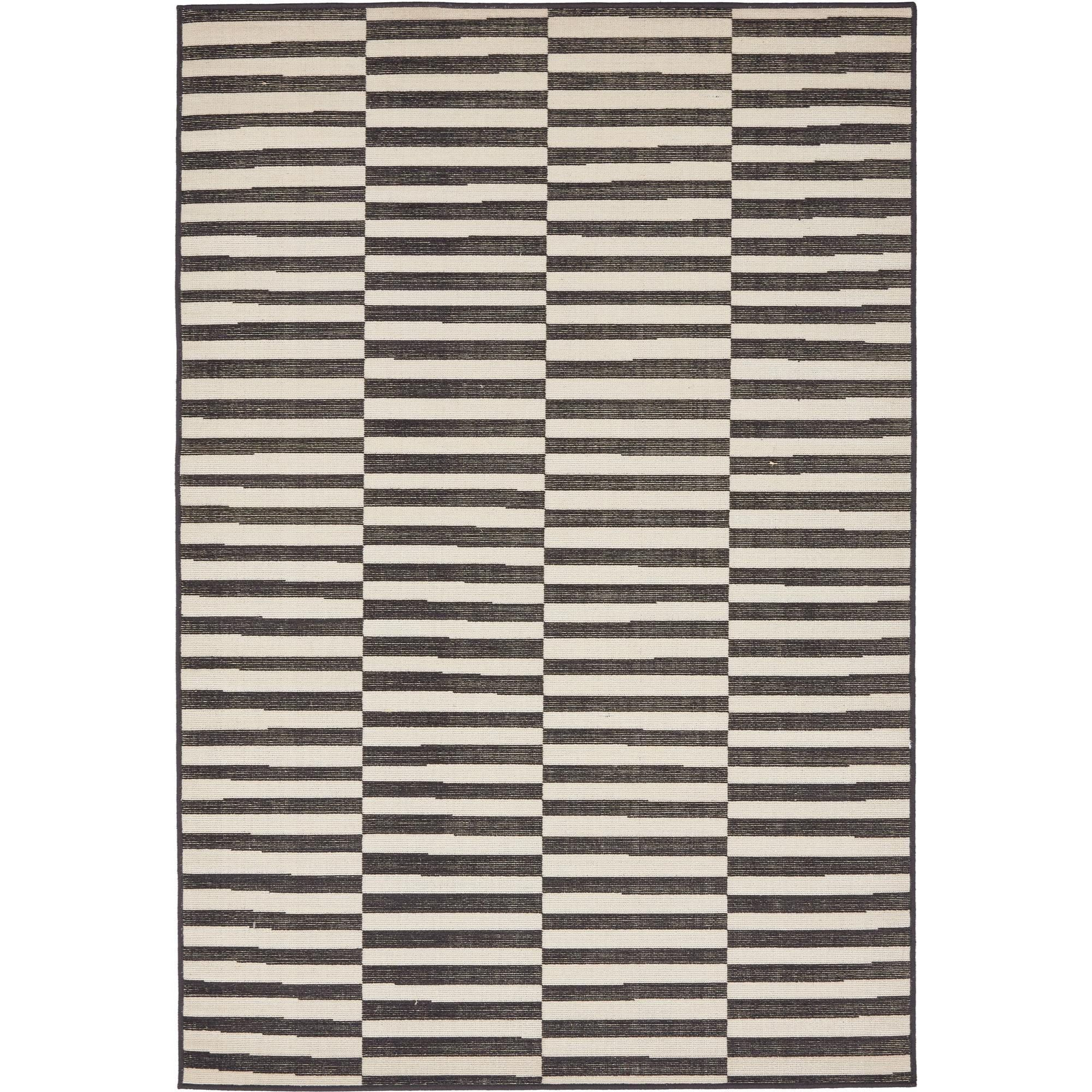Unique Loom Williamsburg Collection Area Rug - Striped (4' x 6' Rectangle Black/Ivory)