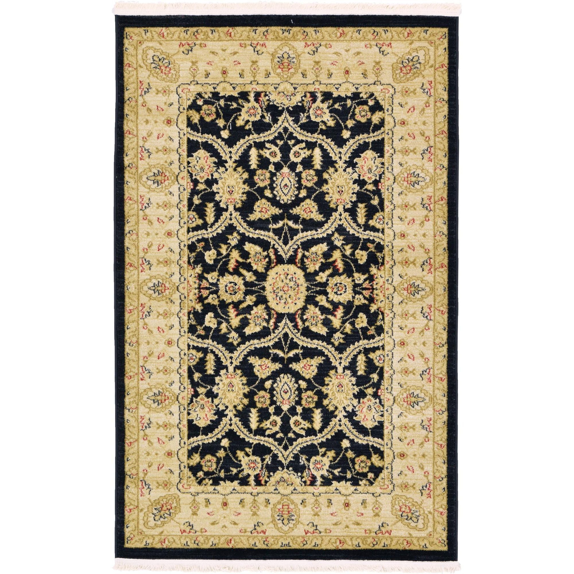 Unique Loom Edinburgh Collection Area Rug - Tansy (3' 3" x 5' 3" Rectangle Black/Cream)